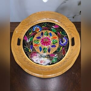 Mexican Batea folk art serving tray
